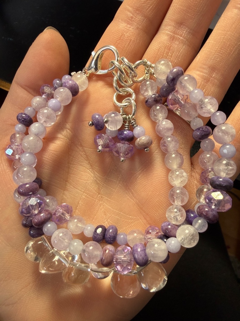 Handcrafted Purple Beaded Multi-Strand Women’s Bracelet
